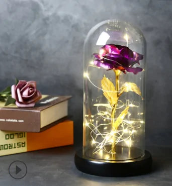 Beauty And The Beast Rose Rose In LED Glass